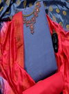 Blue & Pink Festive Wear Cotton South Slub Dress Material 263